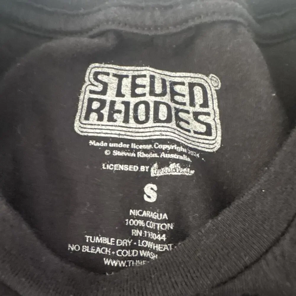 Steven Rhodes Don't Talk to Strangers T-Shirt Size Small Black Graphic Tee - Picture 4 of 9